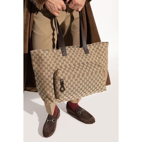 GUCCI Monogram Canvas Tote Bag Men BROWN Handbags - Picture 2 of 5